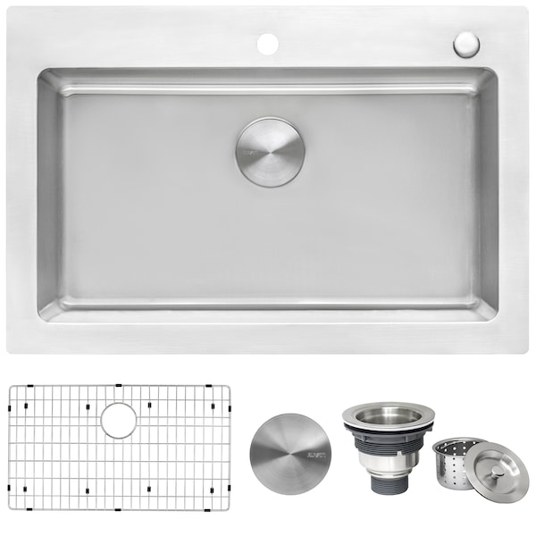 Ruvati 33"x22" Drop-in Topmount Kitchen Sink 16 Gauge SS Single Bowl RVM5001 - main